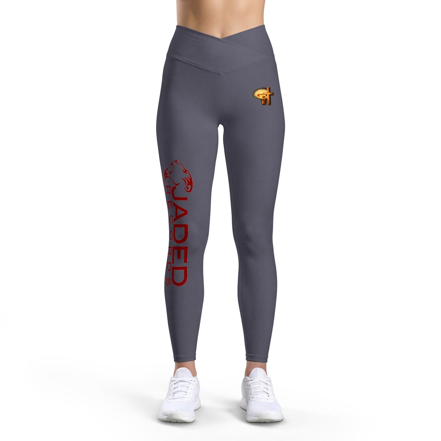 Jaded Records Logo Leggings — Women's Black Branded Activewear