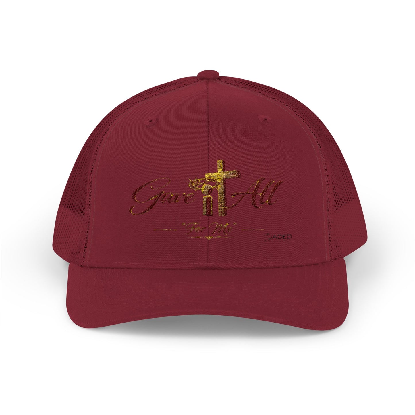 Christian Trucker Cap — "Gave It All For Me" Cross Snapback