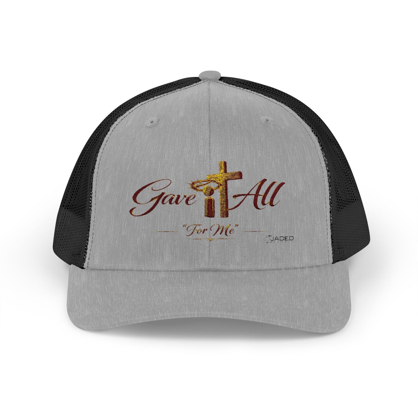 Christian Trucker Cap — "Gave It All For Me" Cross Snapback