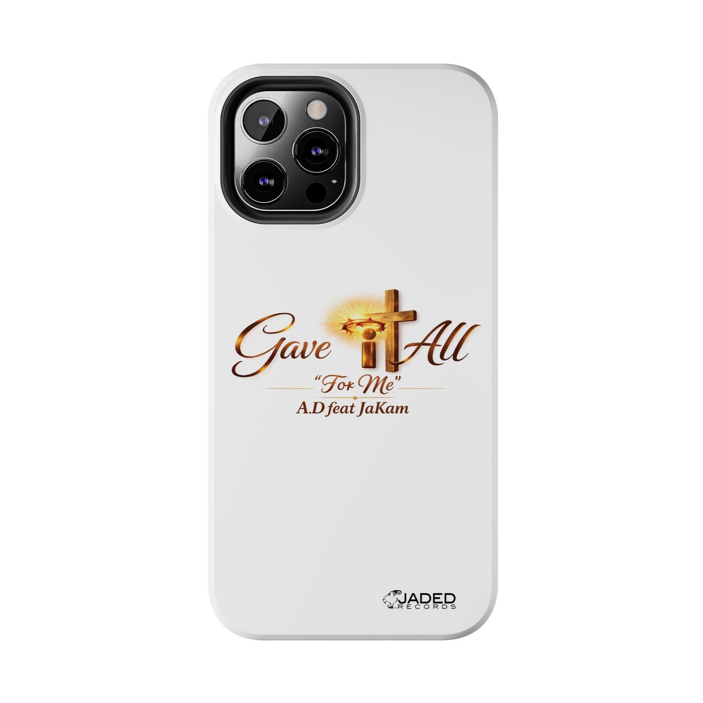 Slim Protective Phone Case — Gold Cross “Gave It All / For Me”