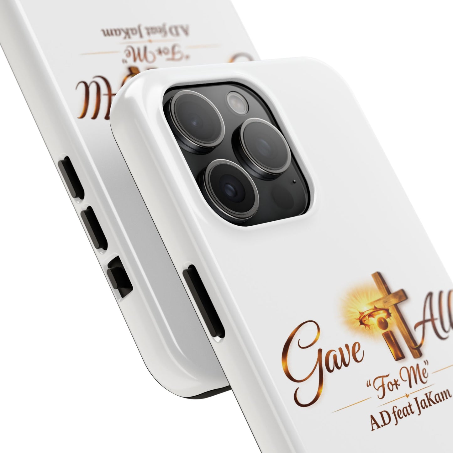 Slim Protective Phone Case — Gold Cross “Gave It All / For Me”