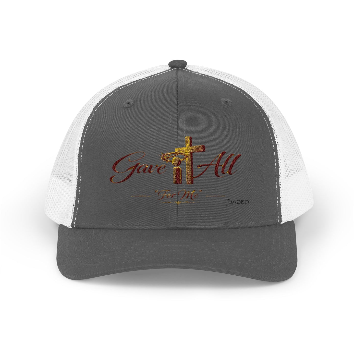 Christian Trucker Cap — "Gave It All For Me" Cross Snapback