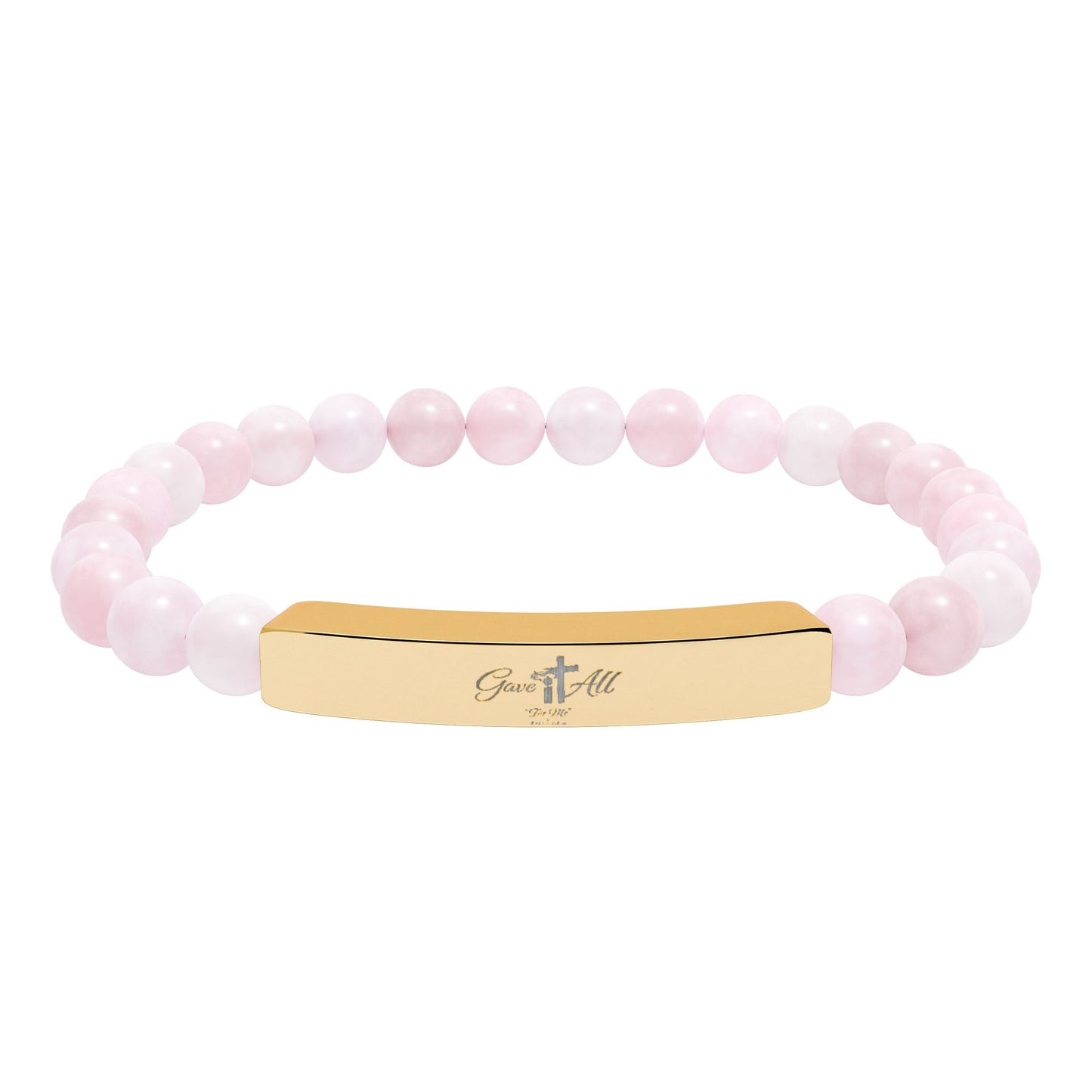 Engravable Natural Stone Stretch Bracelet — Personalized Beaded Bar Jewelry