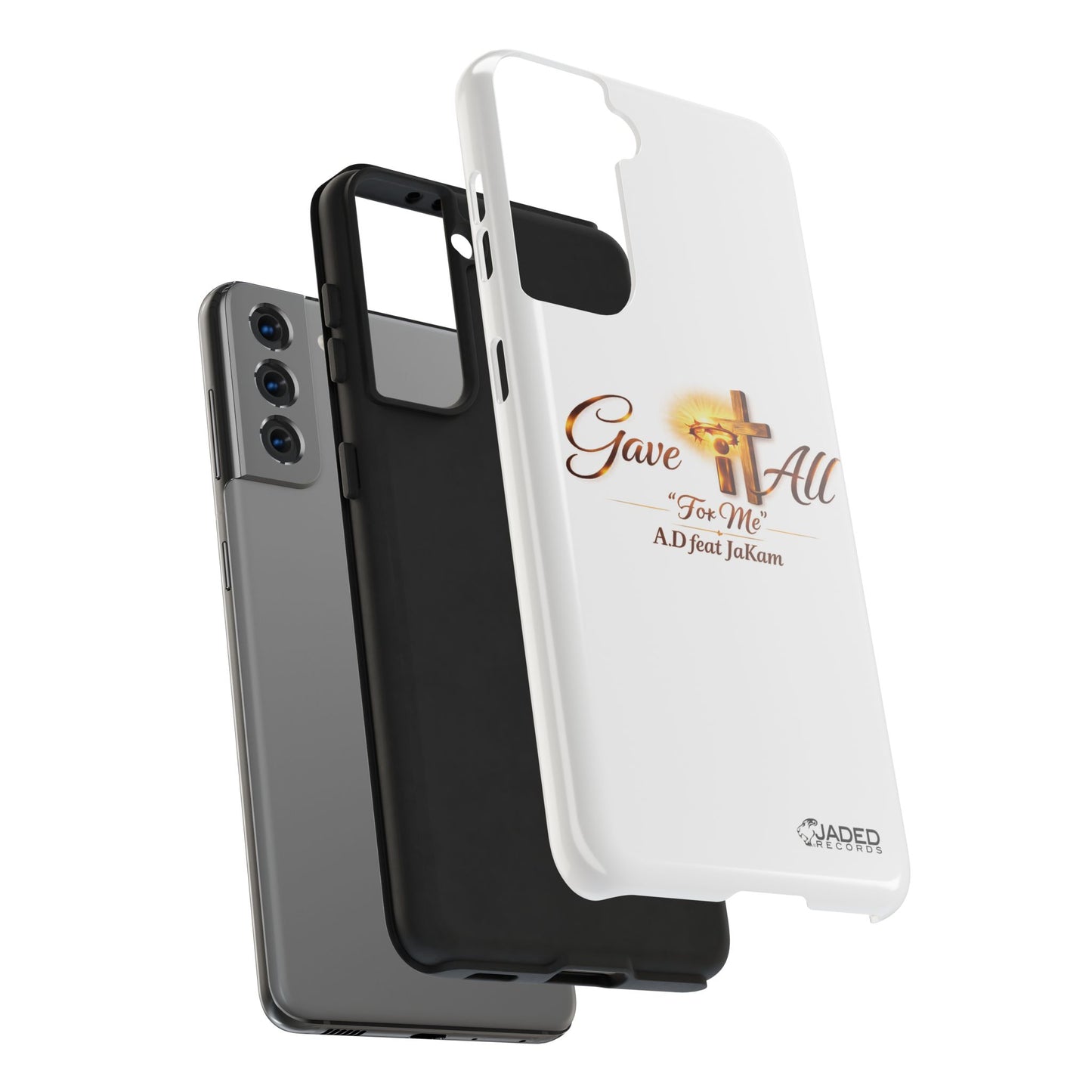 Slim Protective Phone Case — Gold Cross “Gave It All / For Me”