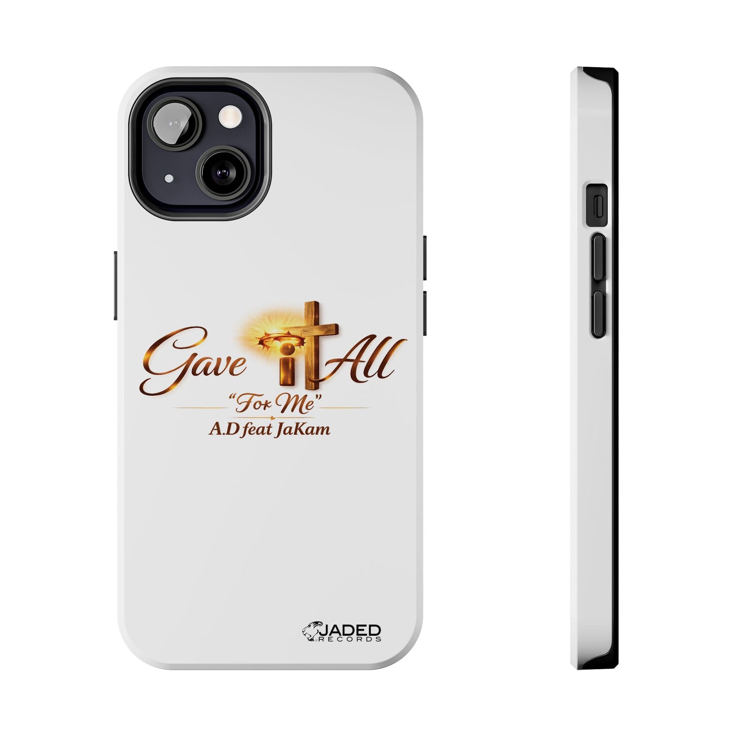 Slim Protective Phone Case — Gold Cross “Gave It All / For Me”