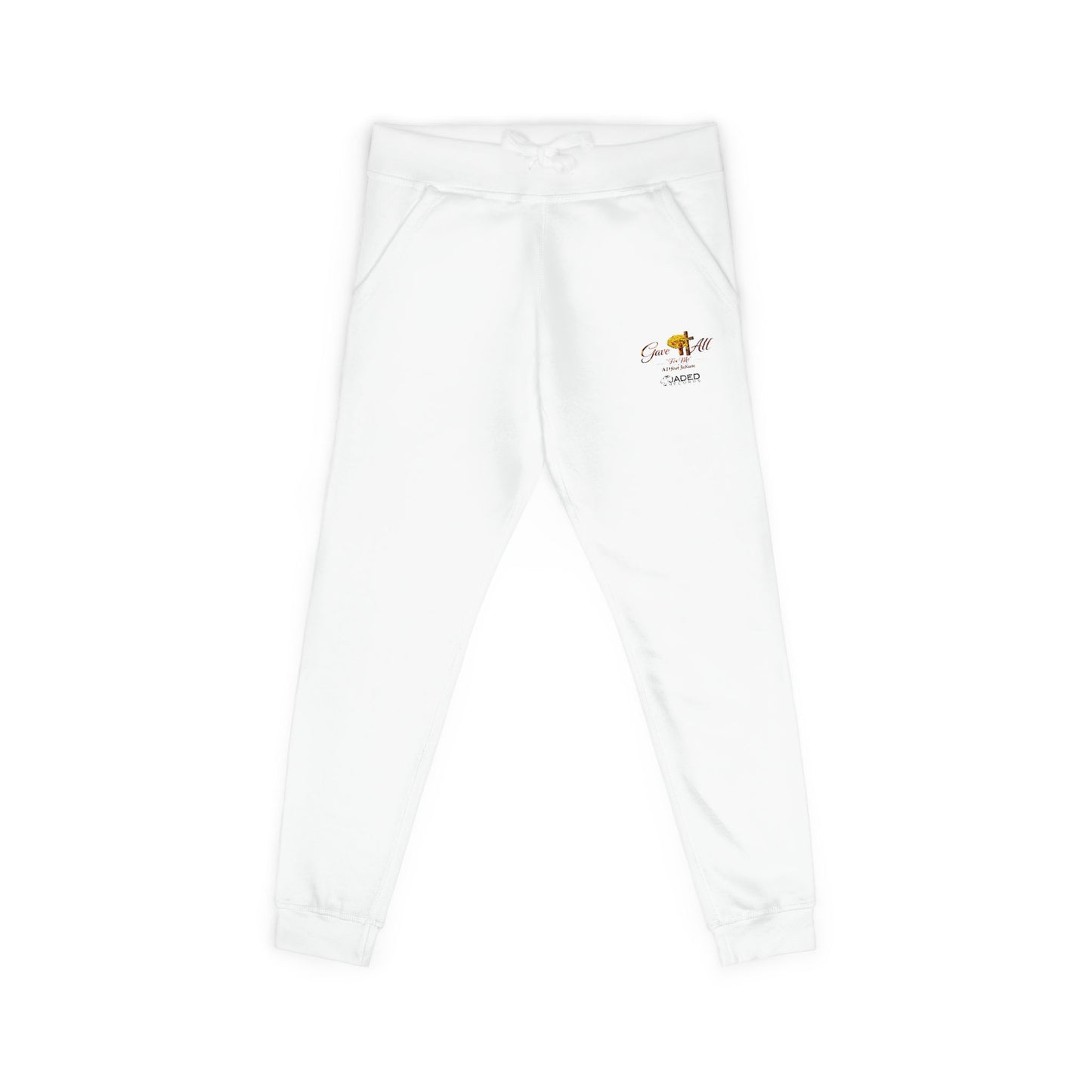 Embroidered Sunrise Rose Sweatpants — Cozy Fleece Joggers with Small Floral Chest Stitch