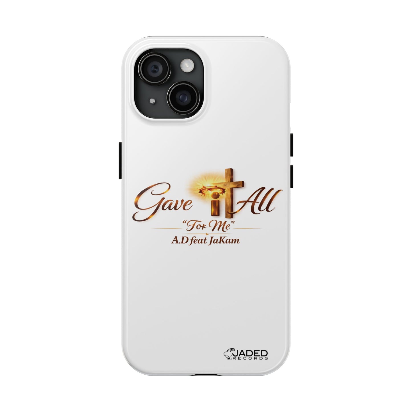 Slim Protective Phone Case — Gold Cross “Gave It All / For Me”