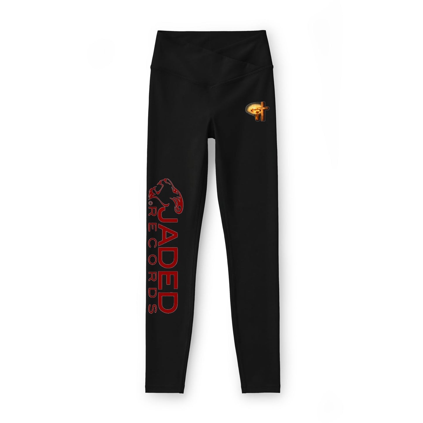 Jaded Records Logo Leggings — Women's Black Branded Activewear