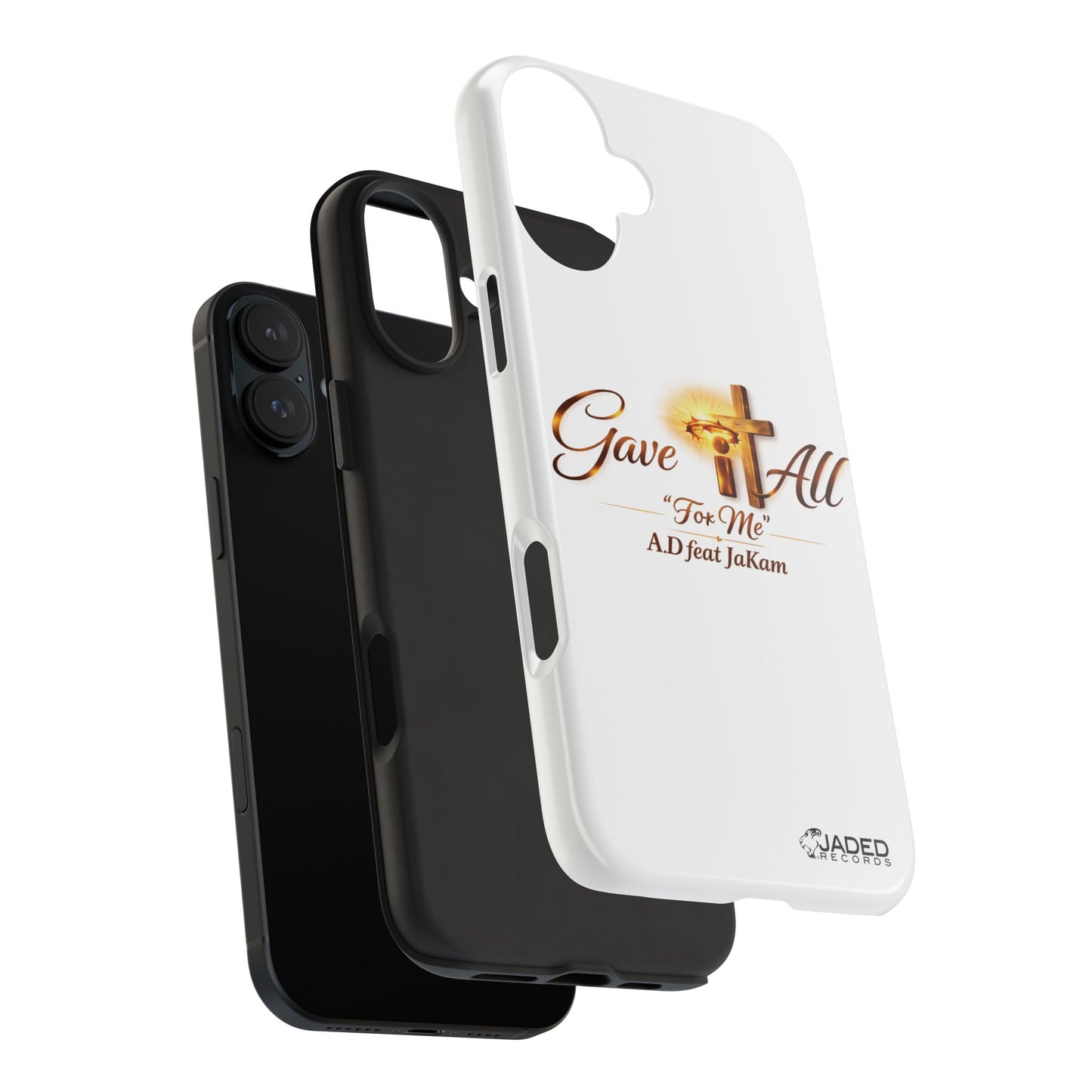 Slim Protective Phone Case — Gold Cross “Gave It All / For Me”