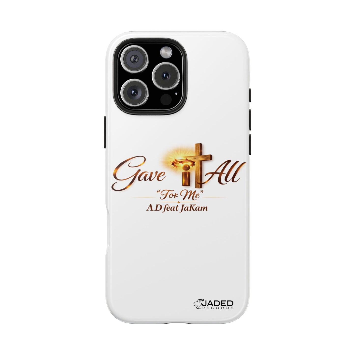 Slim Protective Phone Case — Gold Cross “Gave It All / For Me”