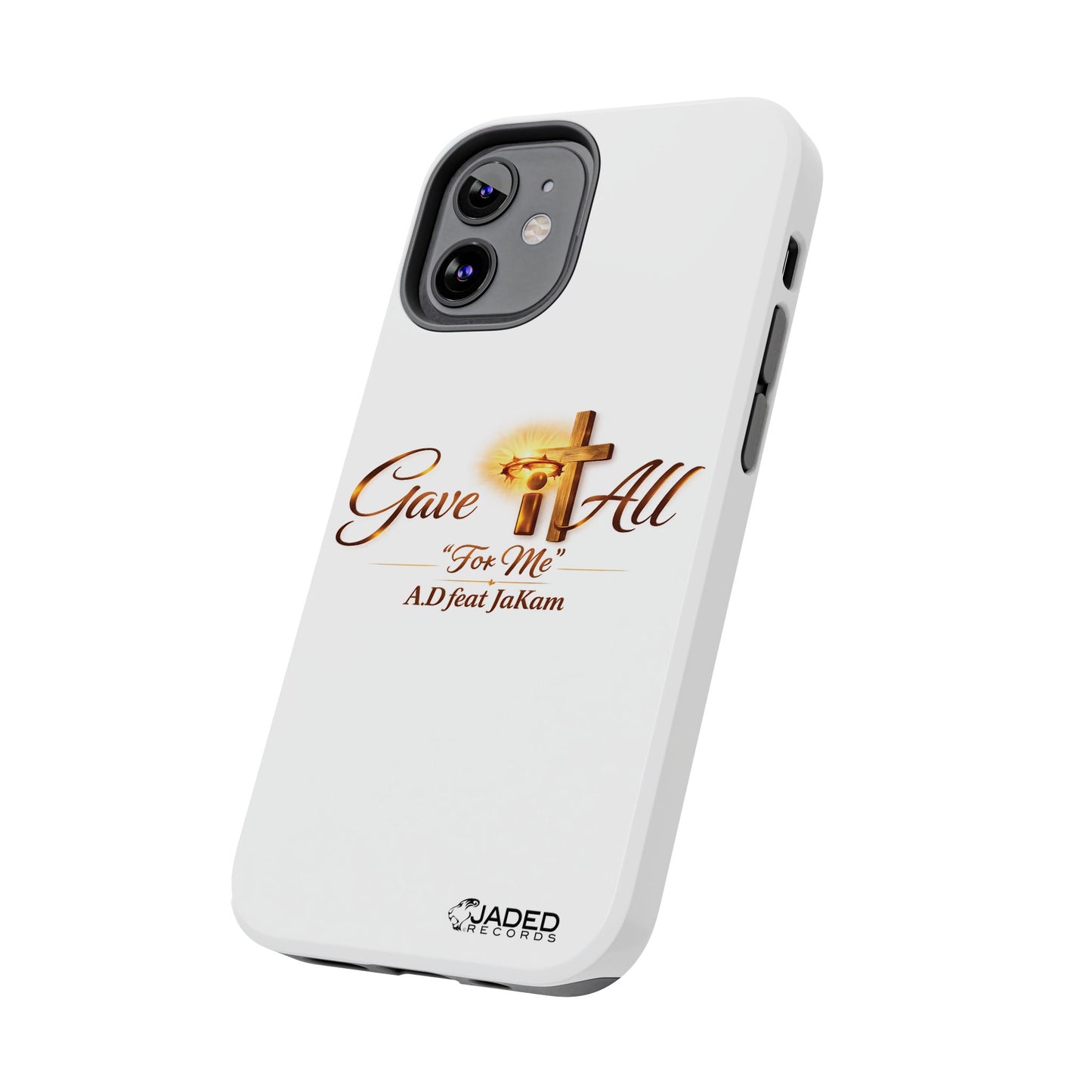 Slim Protective Phone Case — Gold Cross “Gave It All / For Me”