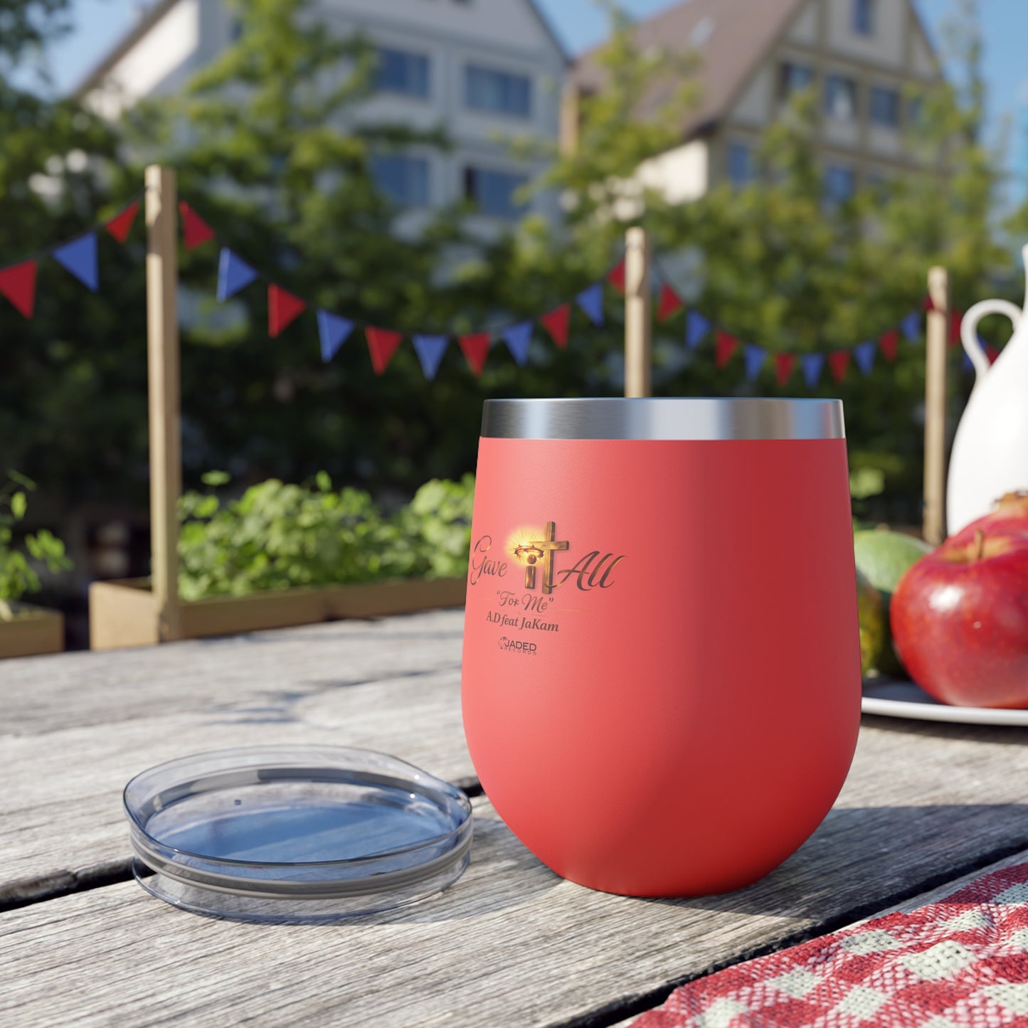 Faith Cross 12oz Insulated Tumbler — 'Grace For All' Copper Vacuum Wine Cup