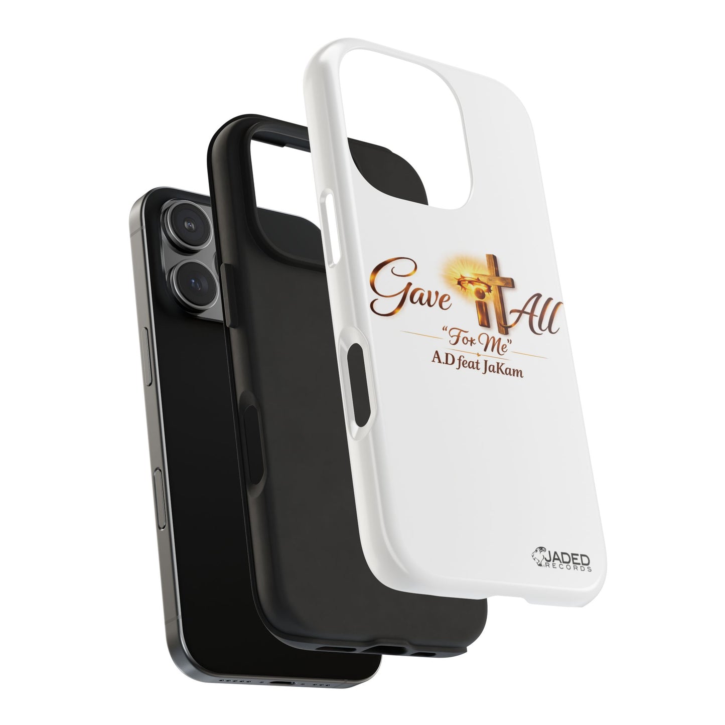 Slim Protective Phone Case — Gold Cross “Gave It All / For Me”