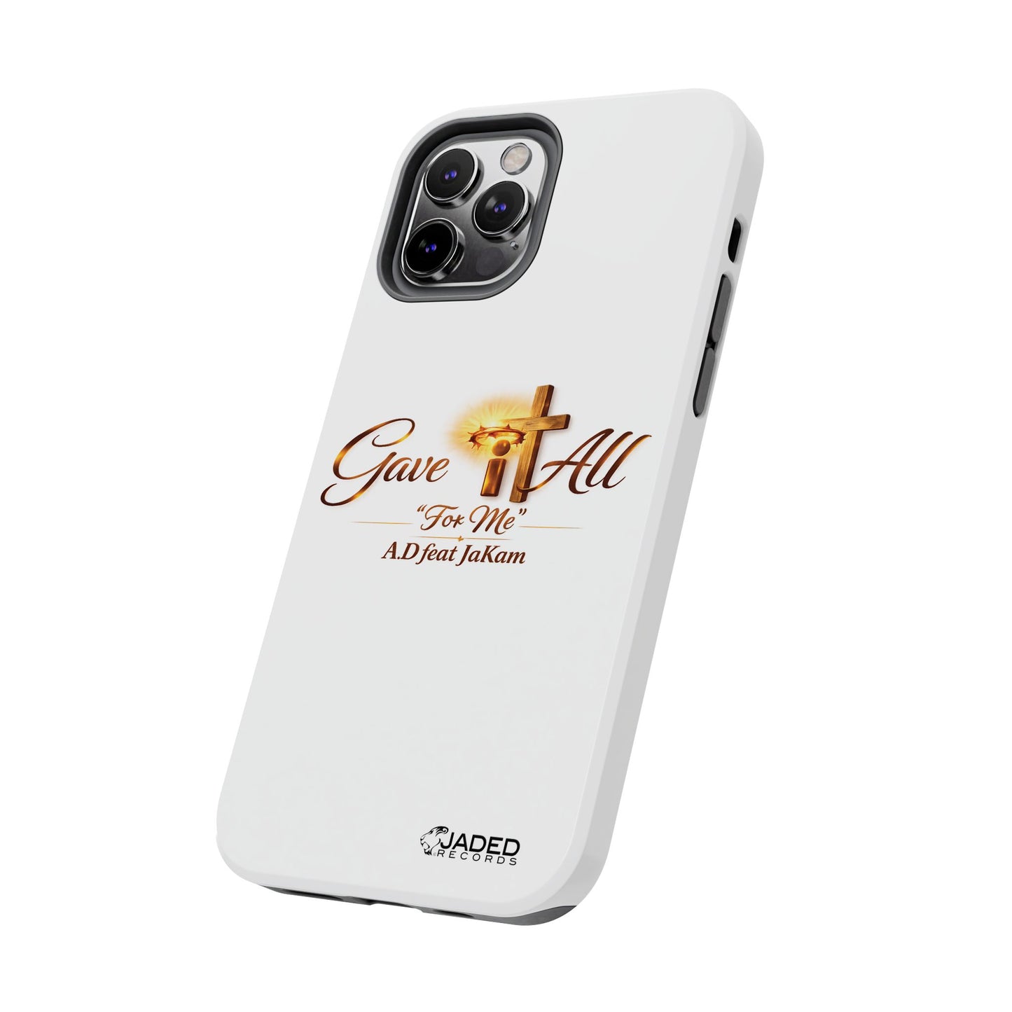 Slim Protective Phone Case — Gold Cross “Gave It All / For Me”