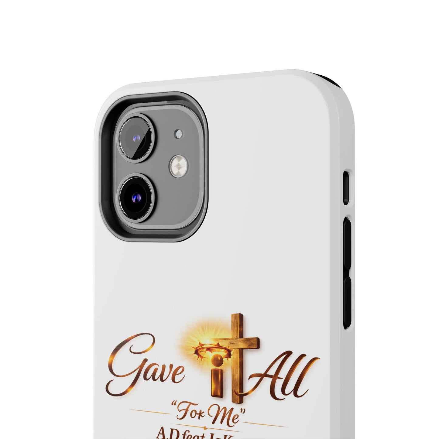 Slim Protective Phone Case — Gold Cross “Gave It All / For Me”