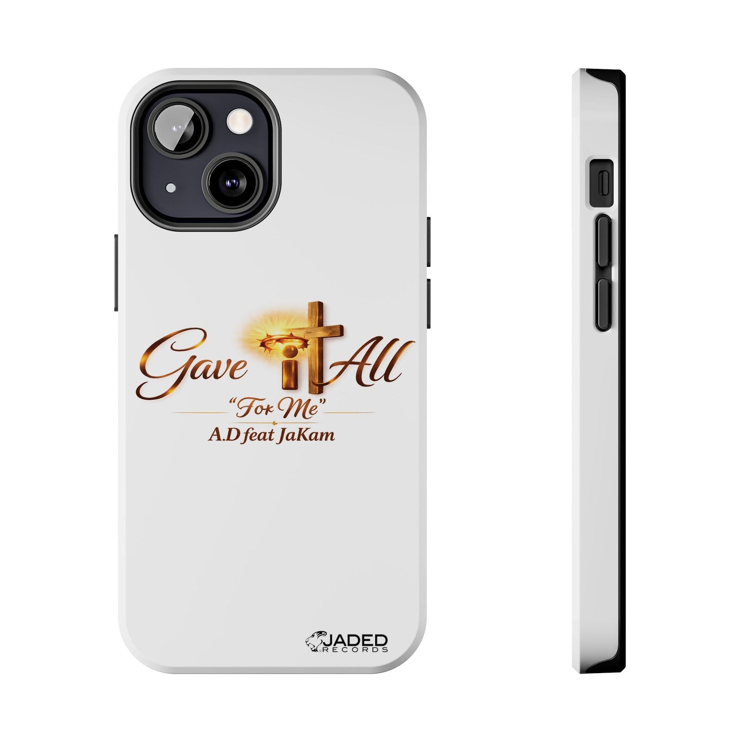Slim Protective Phone Case — Gold Cross “Gave It All / For Me”