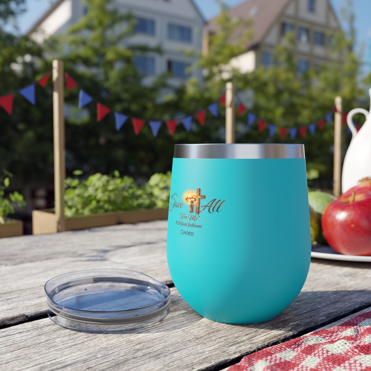 Faith Cross 12oz Insulated Tumbler — 'Grace For All' Copper Vacuum Wine Cup