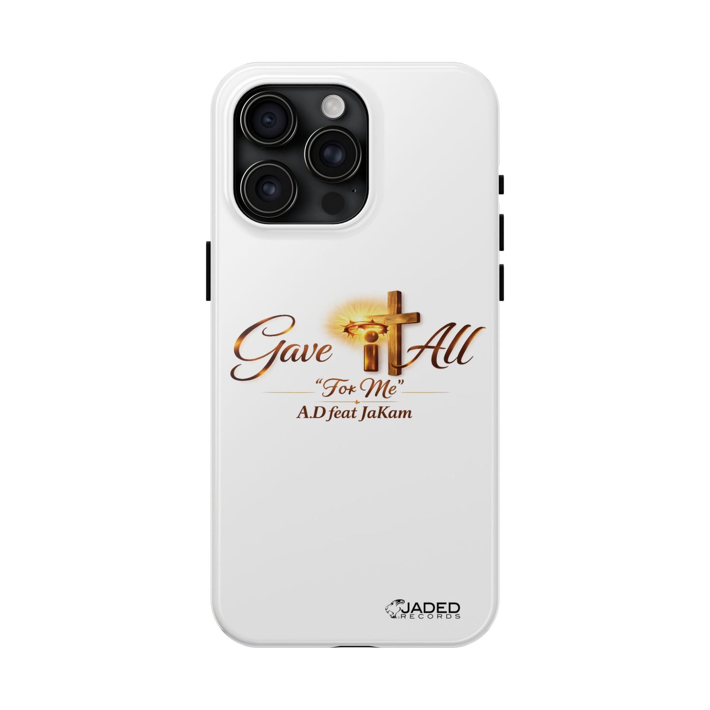 Slim Protective Phone Case — Gold Cross “Gave It All / For Me”