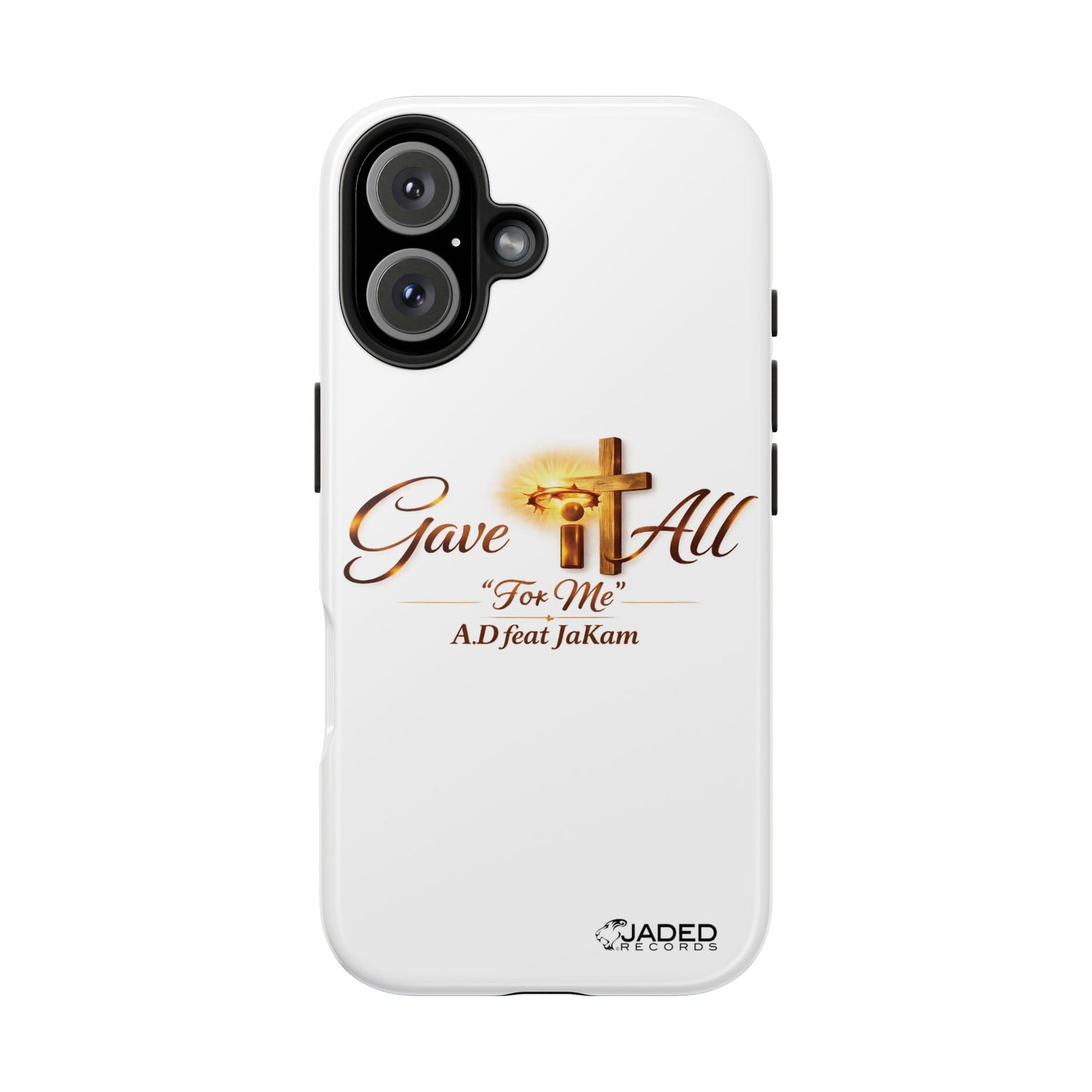 Slim Protective Phone Case — Gold Cross “Gave It All / For Me”