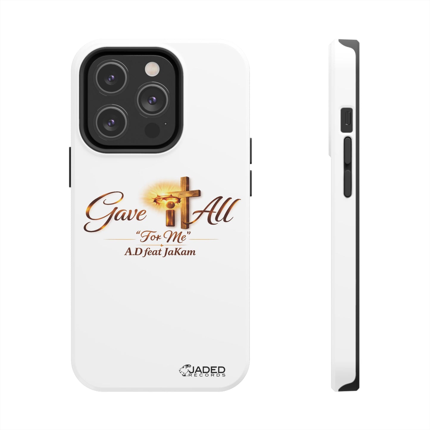 Slim Protective Phone Case — Gold Cross “Gave It All / For Me”