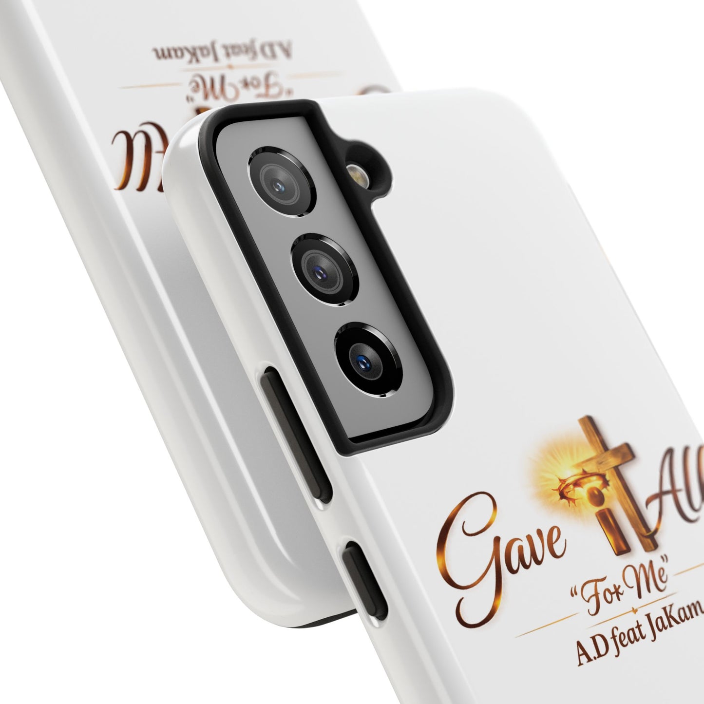 Slim Protective Phone Case — Gold Cross “Gave It All / For Me”