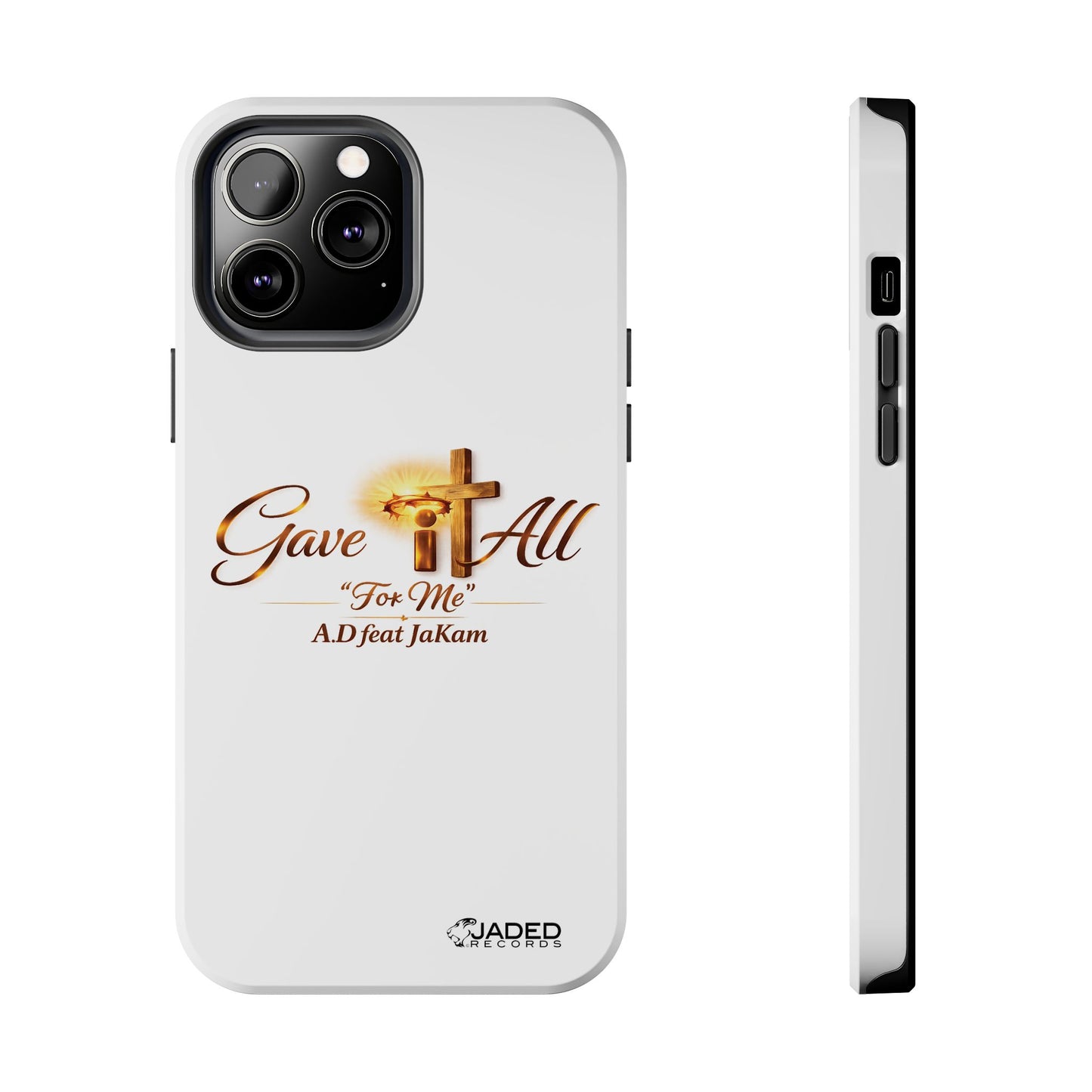 Slim Protective Phone Case — Gold Cross “Gave It All / For Me”