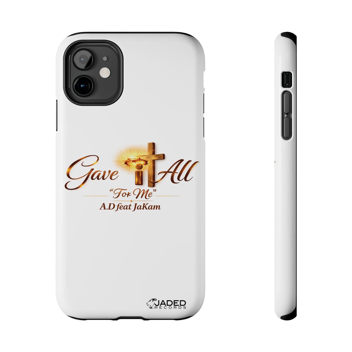 Slim Protective Phone Case — Gold Cross “Gave It All / For Me”
