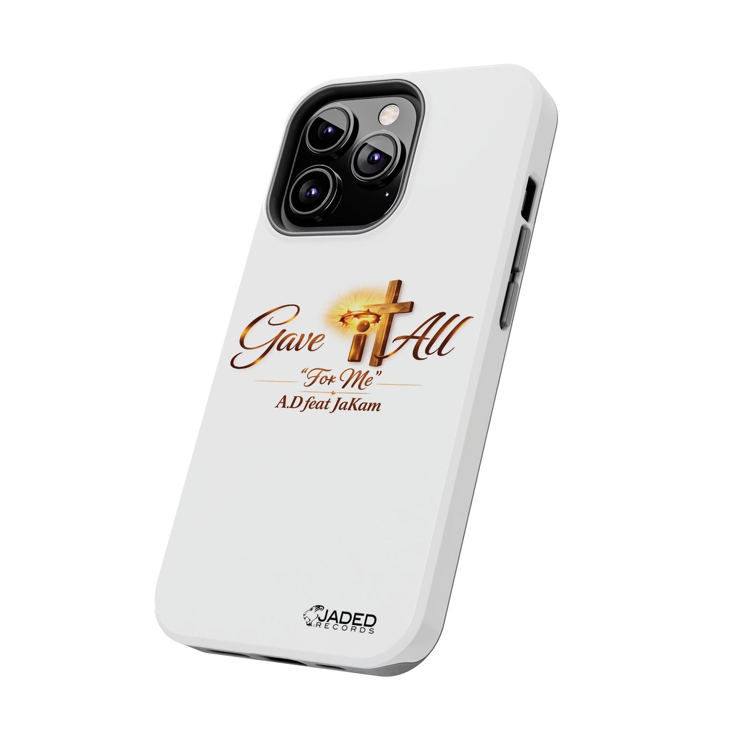 Slim Protective Phone Case — Gold Cross “Gave It All / For Me”