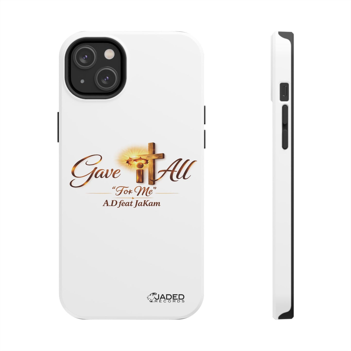 Slim Protective Phone Case — Gold Cross “Gave It All / For Me”