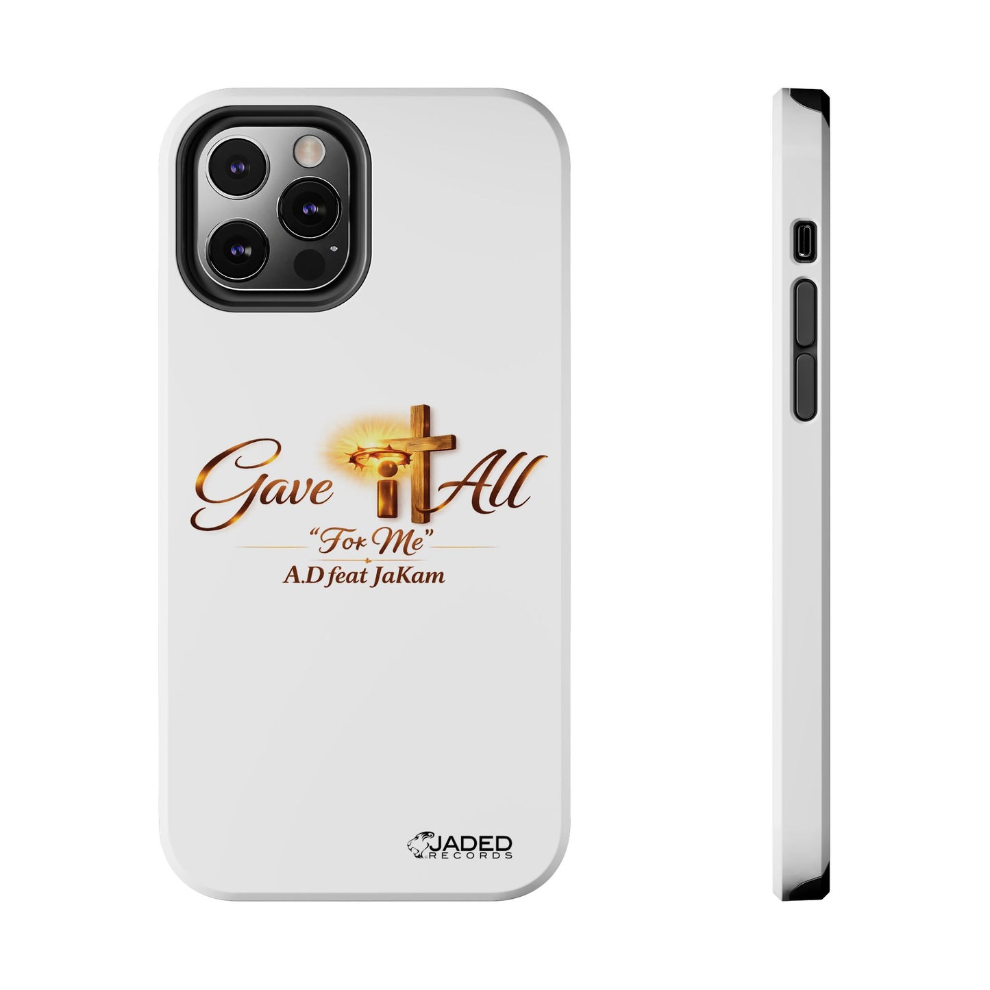 Slim Protective Phone Case — Gold Cross “Gave It All / For Me”
