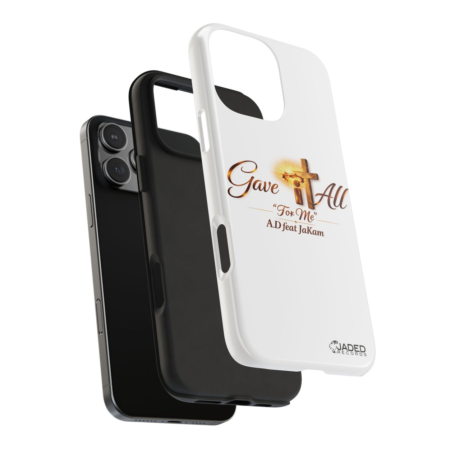 Slim Protective Phone Case — Gold Cross “Gave It All / For Me”