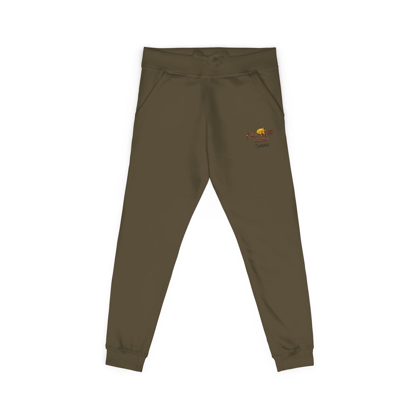 Embroidered Sunrise Rose Sweatpants — Cozy Fleece Joggers with Small Floral Chest Stitch