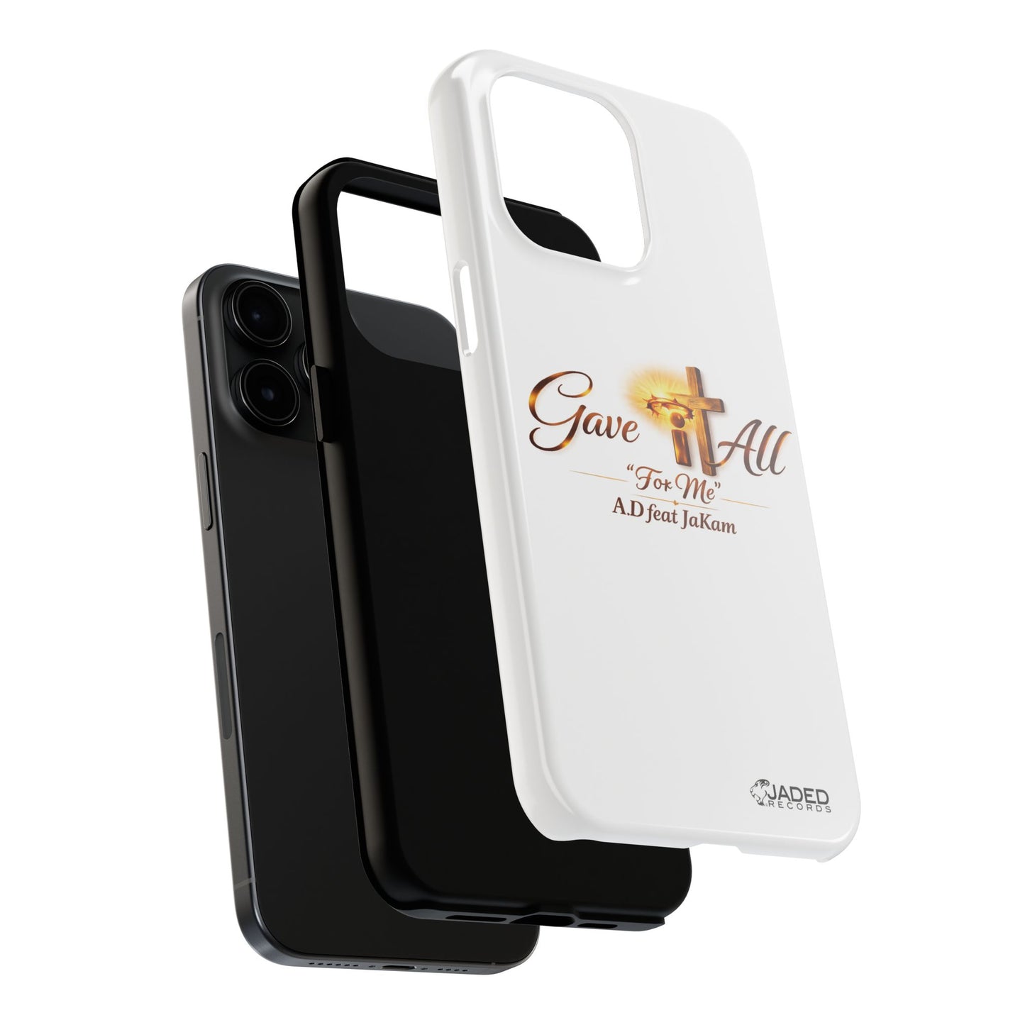 Slim Protective Phone Case — Gold Cross “Gave It All / For Me”