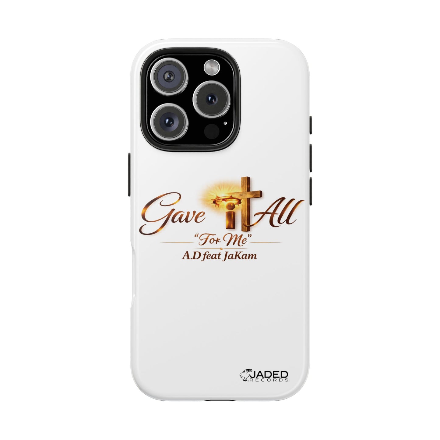 Slim Protective Phone Case — Gold Cross “Gave It All / For Me”