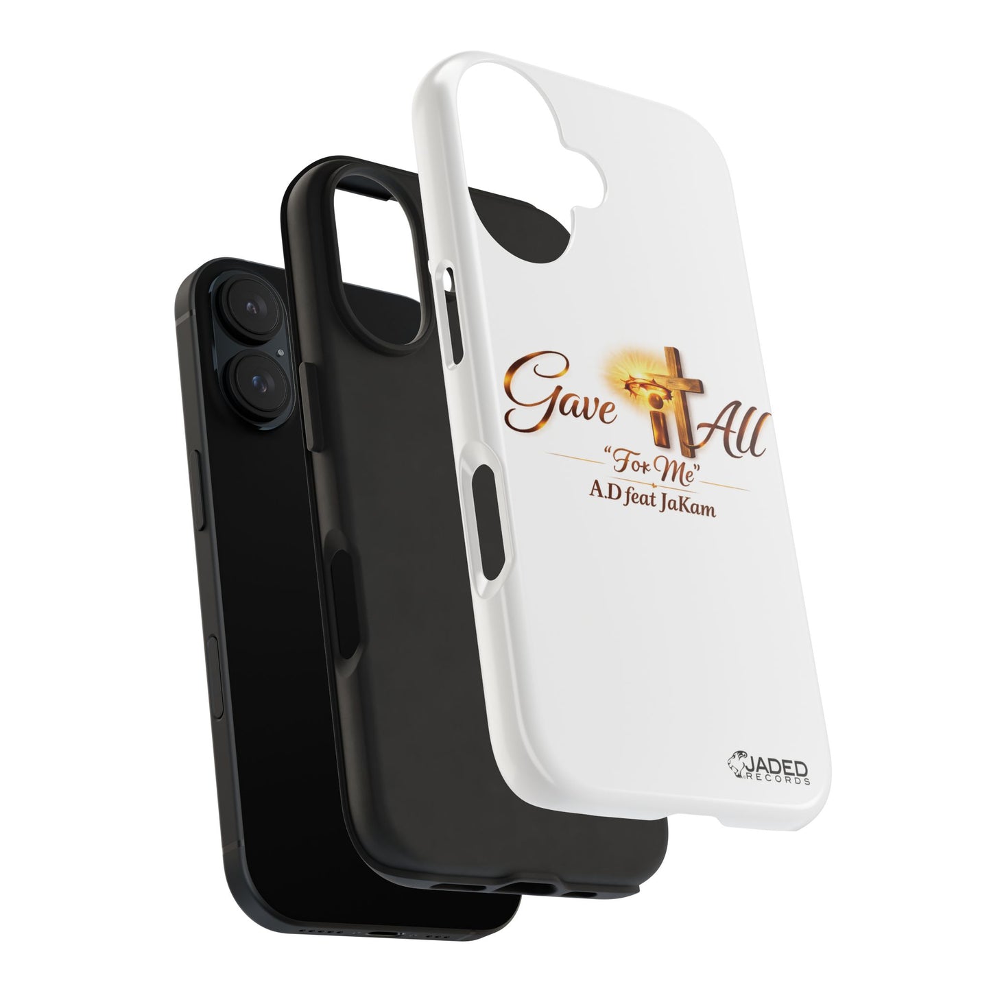 Slim Protective Phone Case — Gold Cross “Gave It All / For Me”