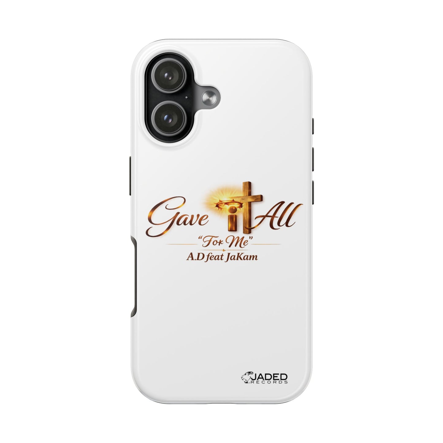 Slim Protective Phone Case — Gold Cross “Gave It All / For Me”