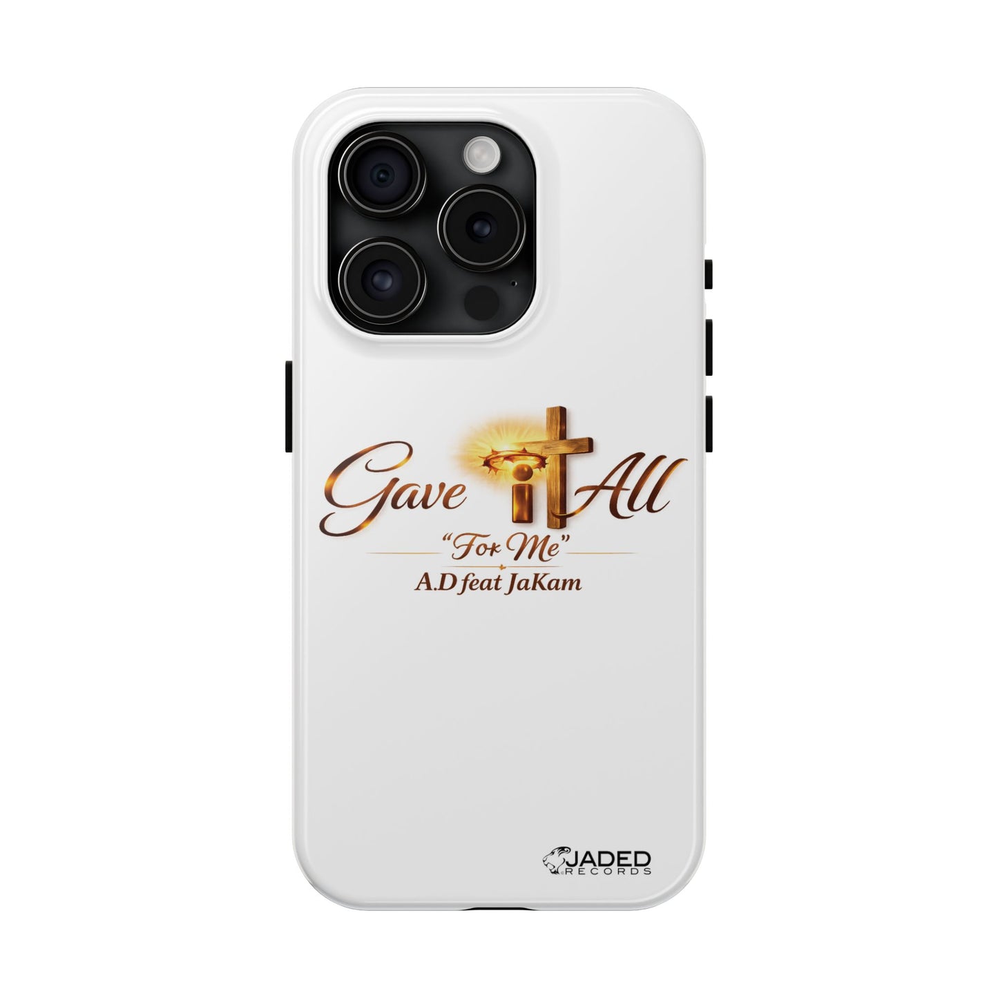 Slim Protective Phone Case — Gold Cross “Gave It All / For Me”