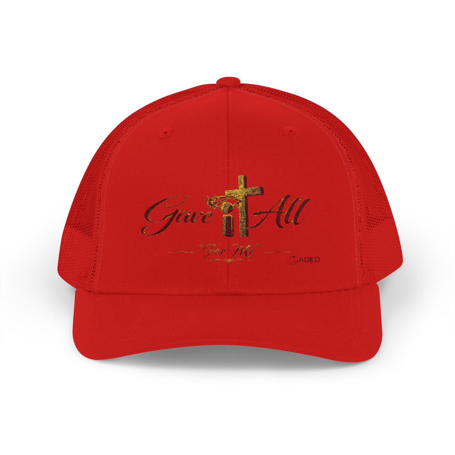 Christian Trucker Cap — "Gave It All For Me" Cross Snapback