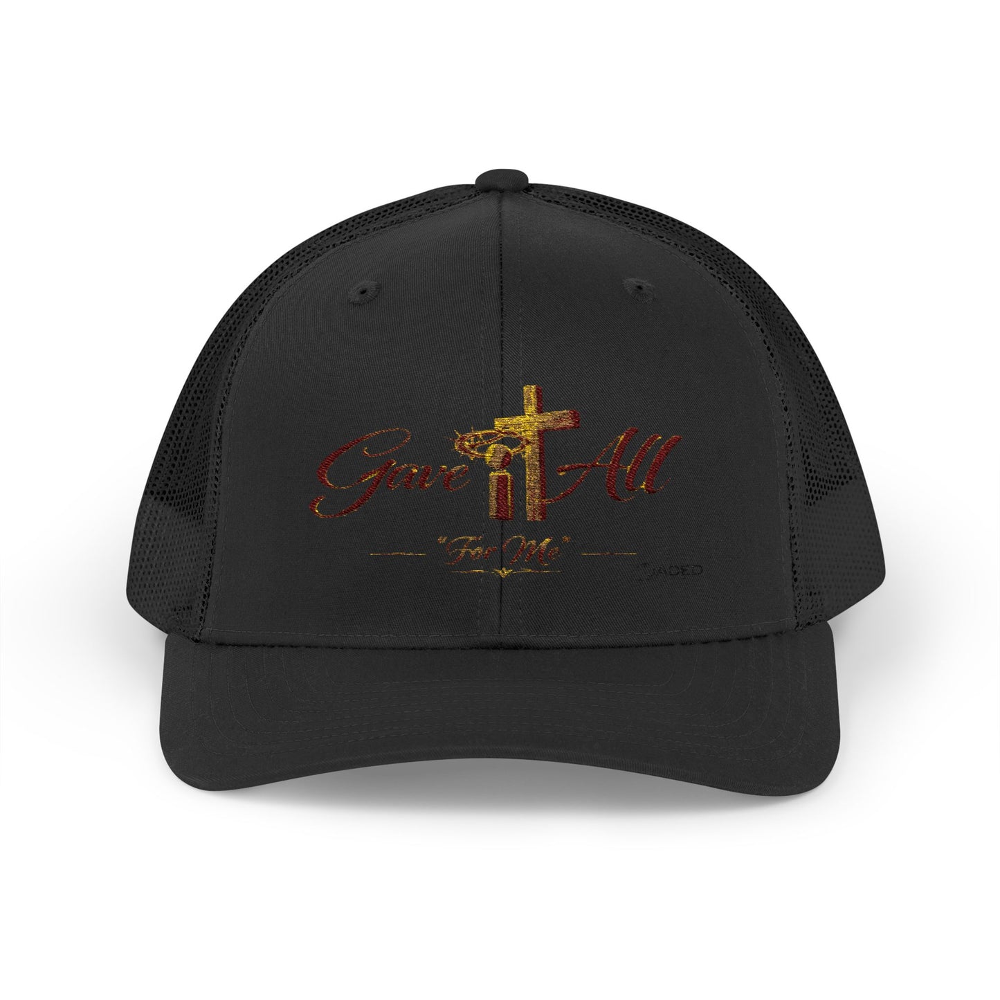 Christian Trucker Cap — "Gave It All For Me" Cross Snapback