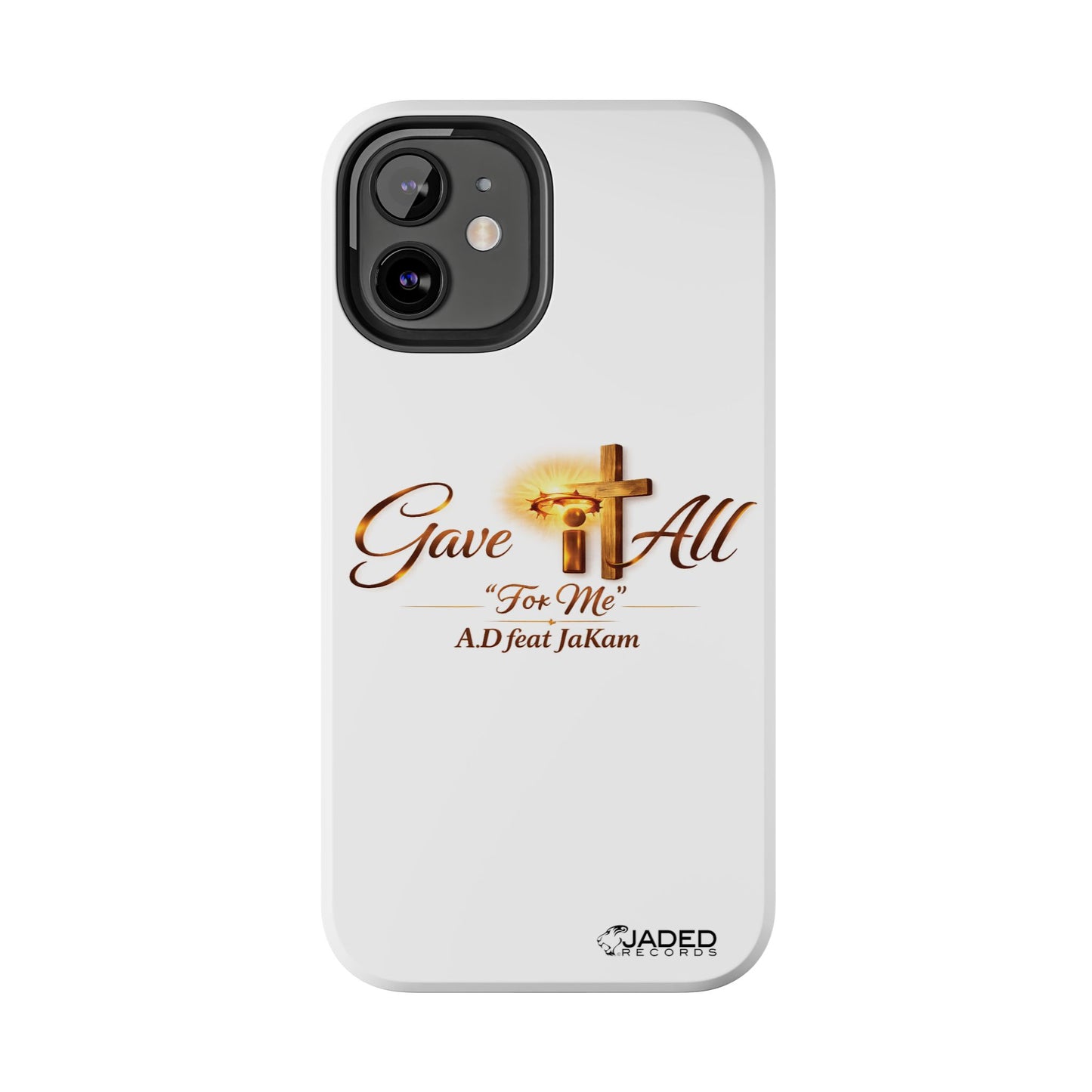 Slim Protective Phone Case — Gold Cross “Gave It All / For Me”