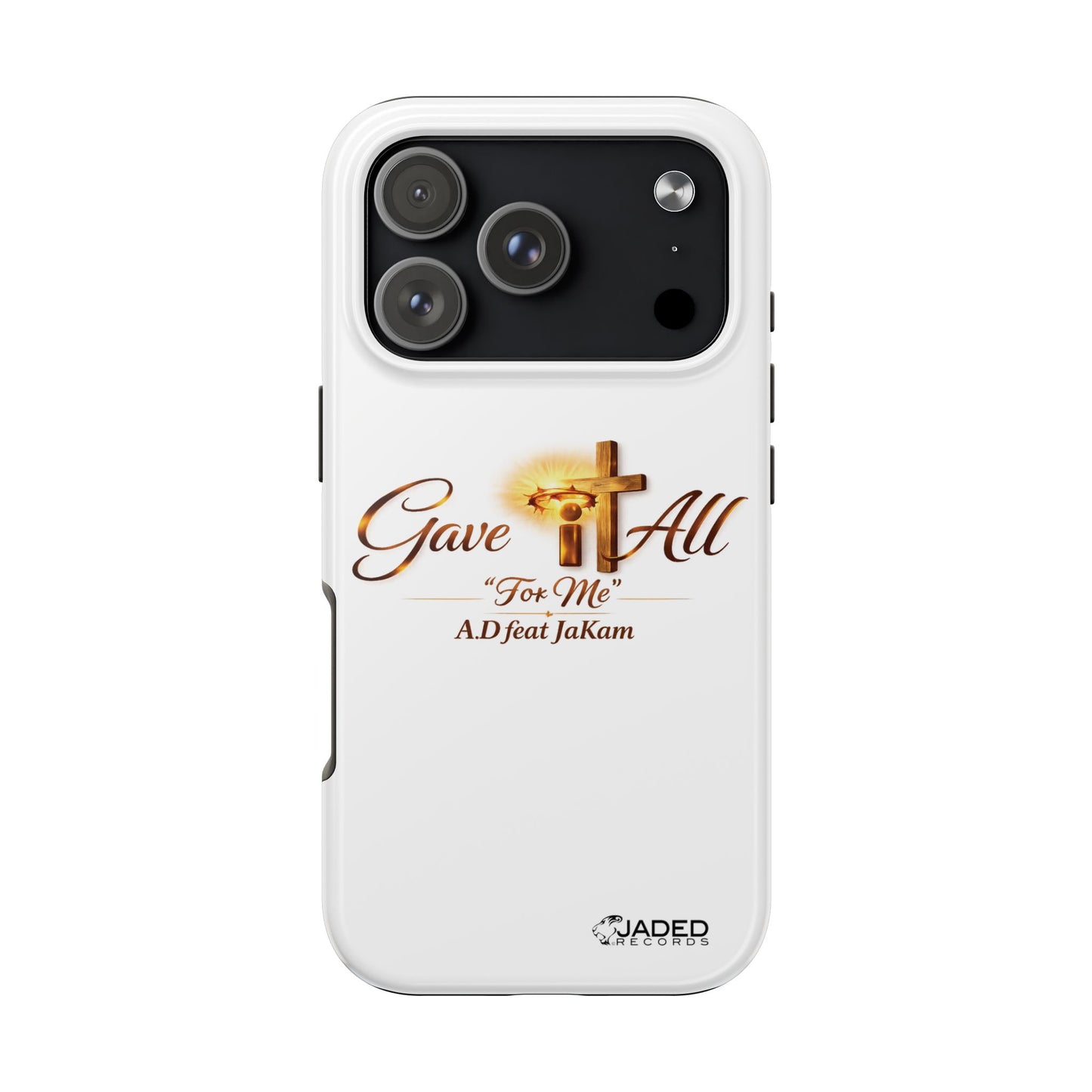 Slim Protective Phone Case — Gold Cross “Gave It All / For Me”