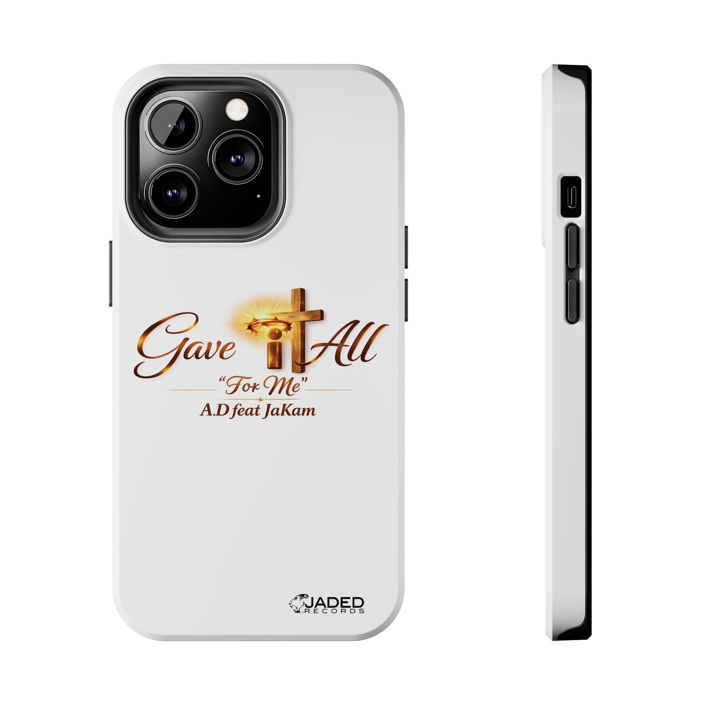 Slim Protective Phone Case — Gold Cross “Gave It All / For Me”