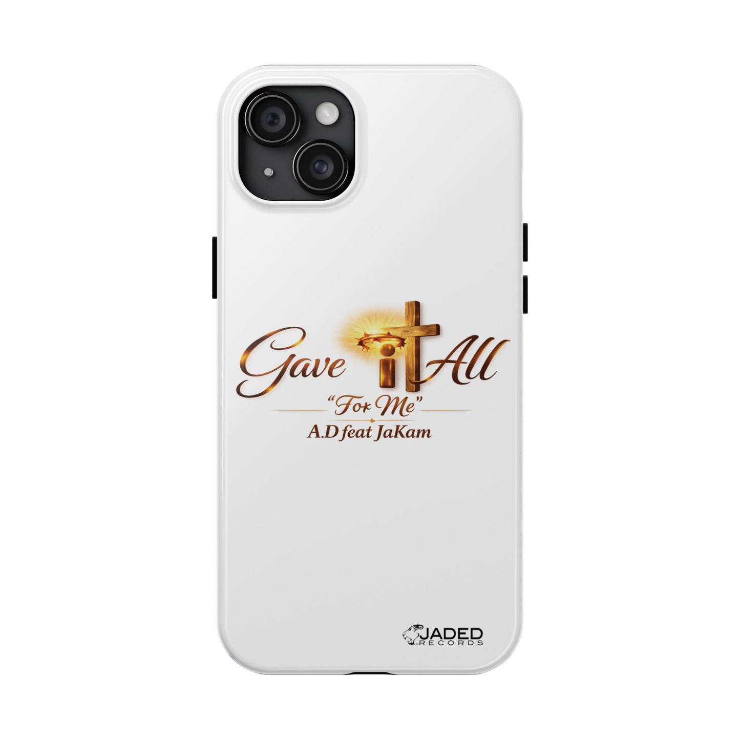 Slim Protective Phone Case — Gold Cross “Gave It All / For Me”