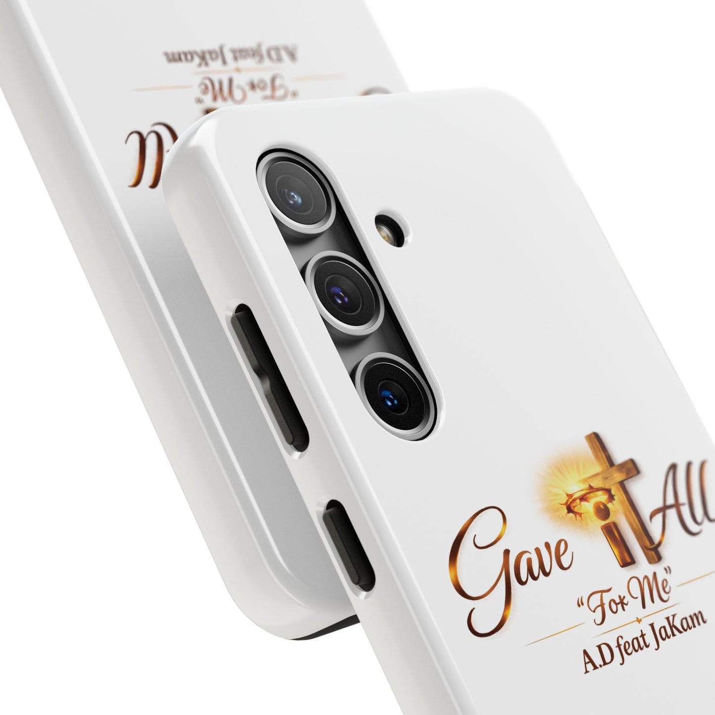 Slim Protective Phone Case — Gold Cross “Gave It All / For Me”