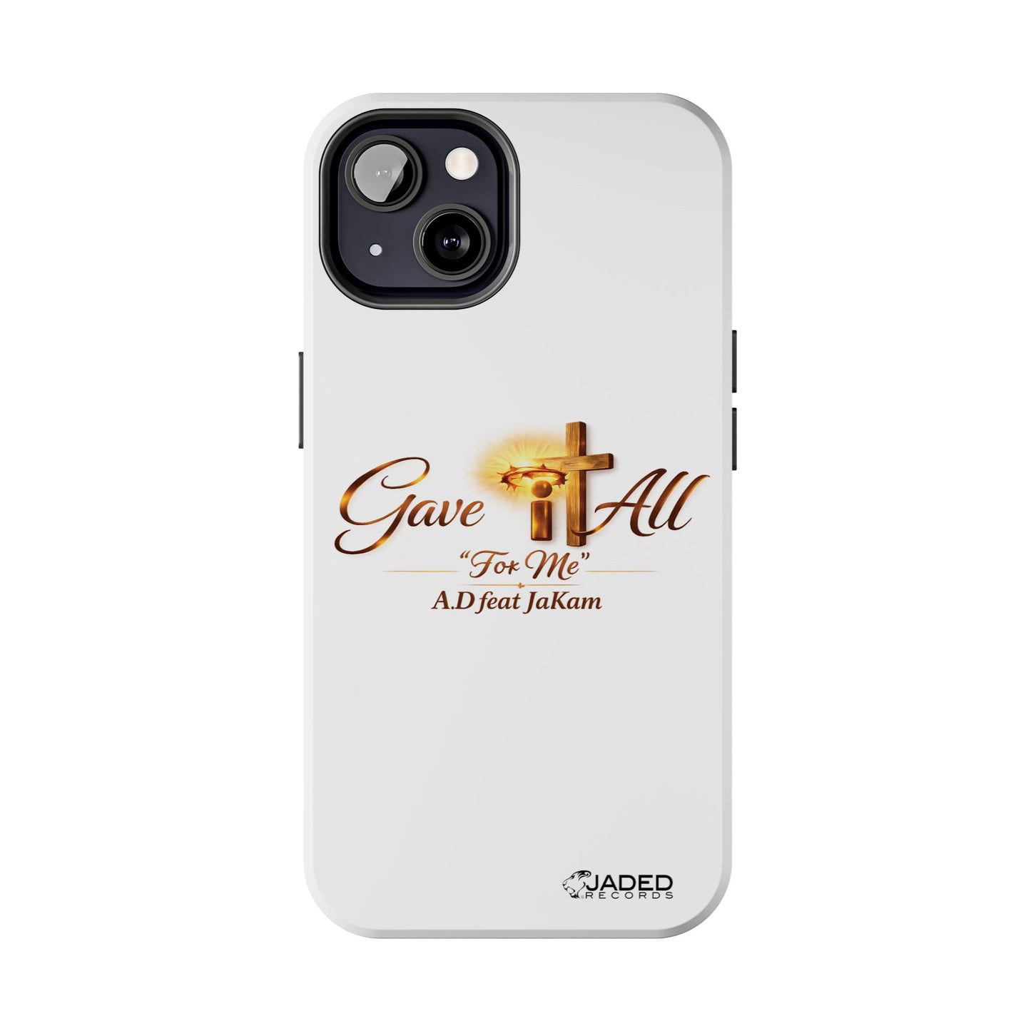 Slim Protective Phone Case — Gold Cross “Gave It All / For Me”
