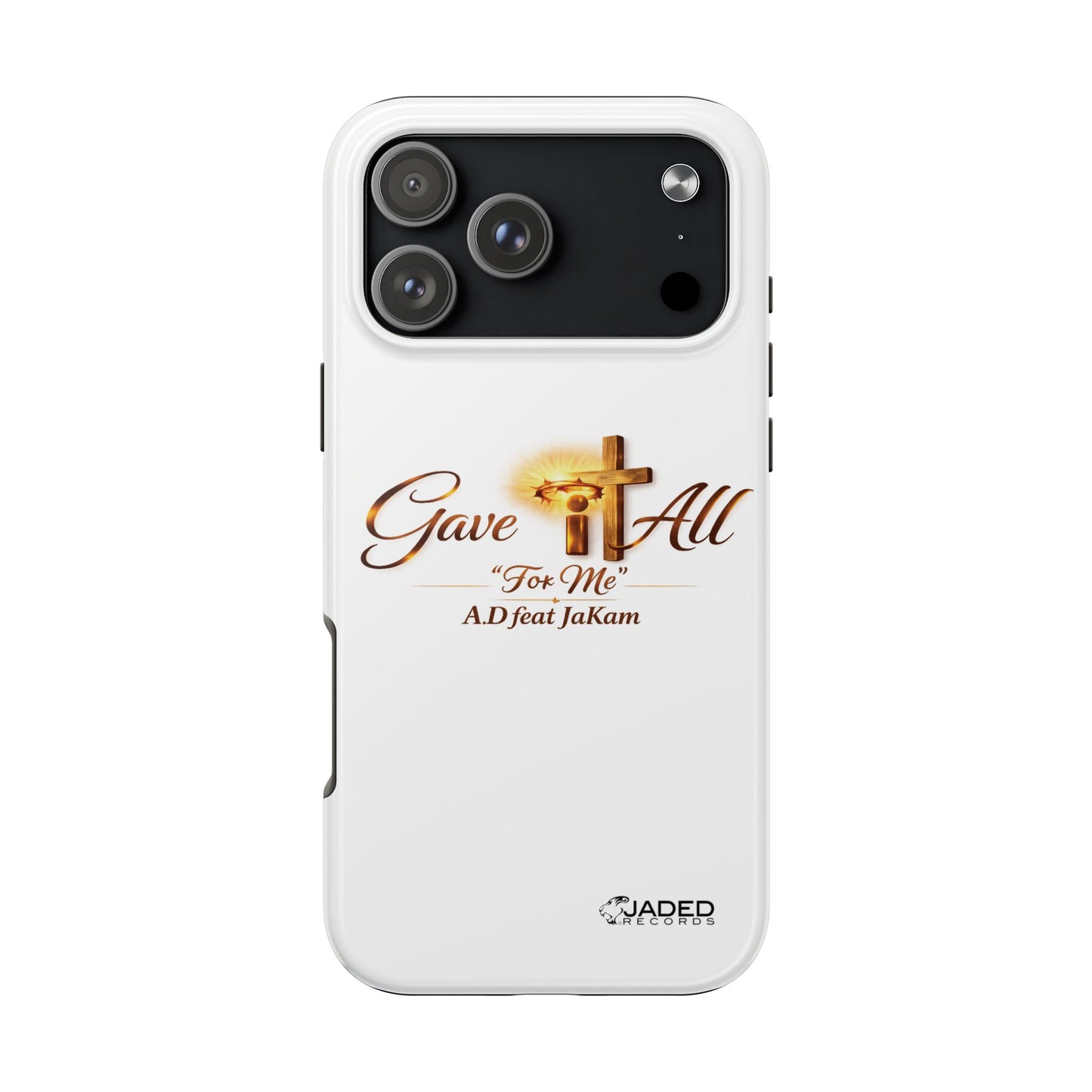 Slim Protective Phone Case — Gold Cross “Gave It All / For Me”