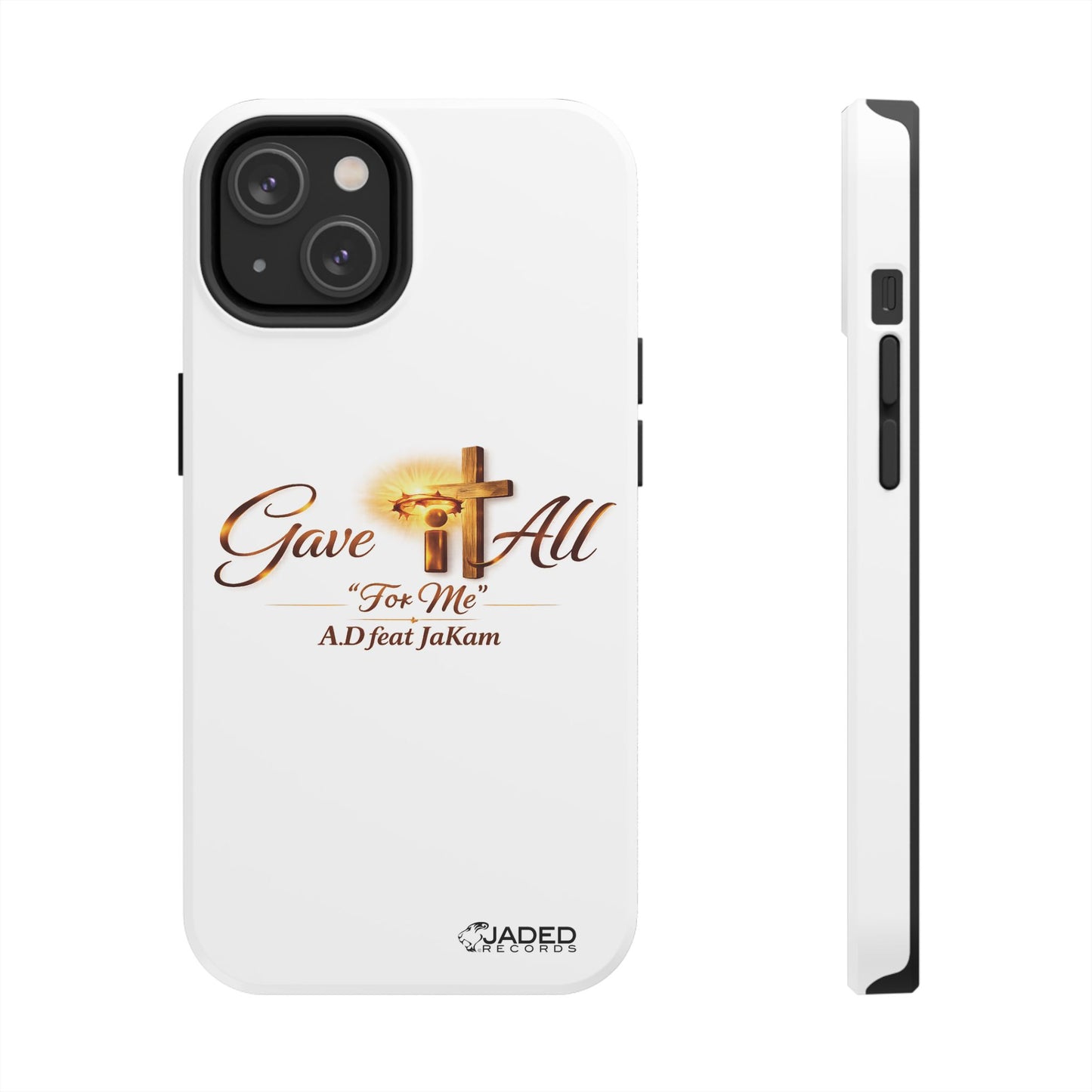 Slim Protective Phone Case — Gold Cross “Gave It All / For Me”