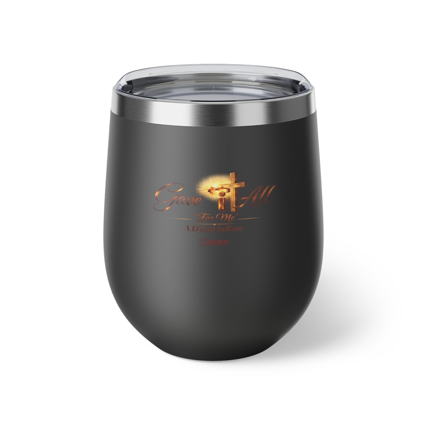 Faith Cross 12oz Insulated Tumbler — 'Grace For All' Copper Vacuum Wine Cup