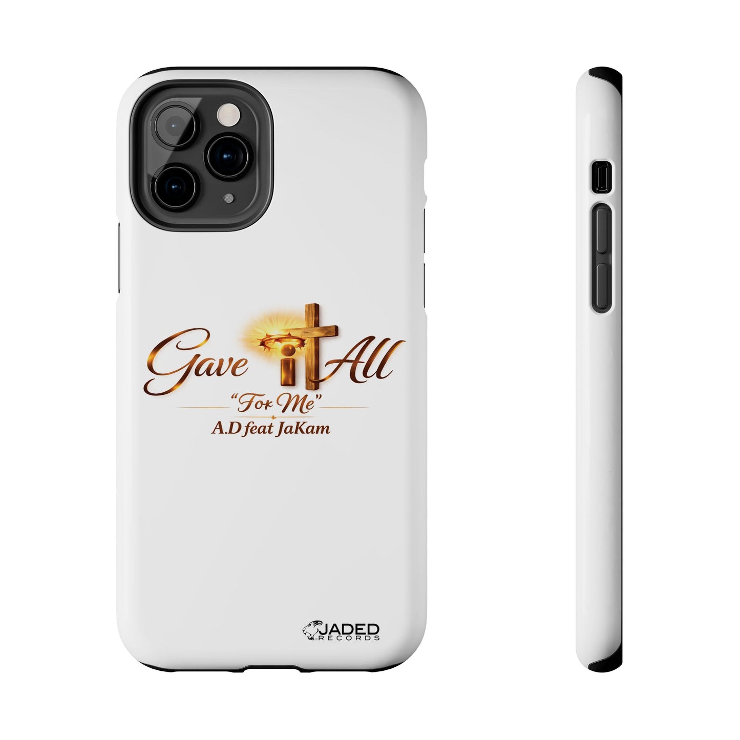 Slim Protective Phone Case — Gold Cross “Gave It All / For Me”
