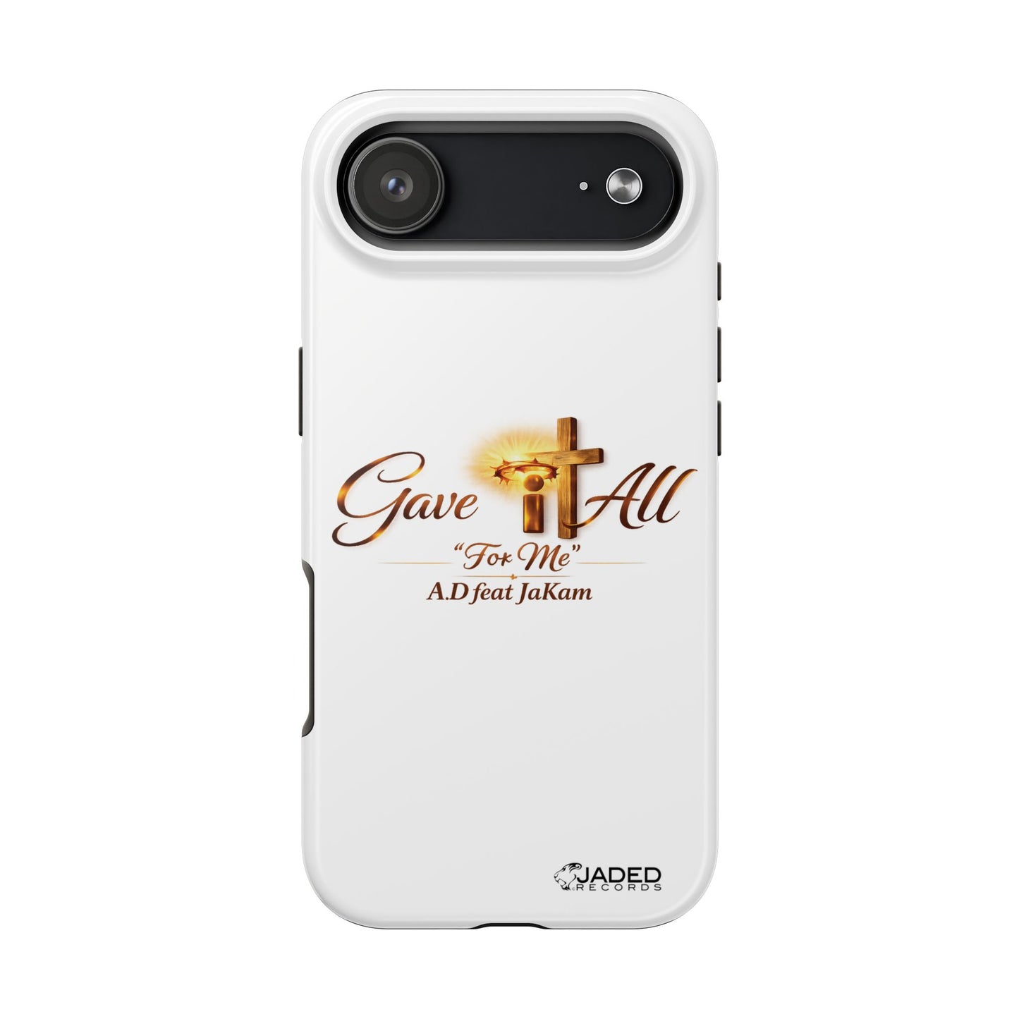 Slim Protective Phone Case — Gold Cross “Gave It All / For Me”